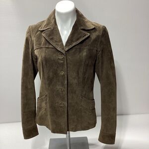 Anonymous By John Carlisle Suede Leather Coat Olive Green Small